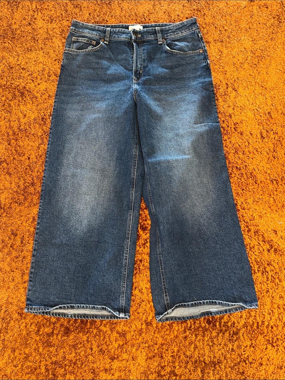 H&M Wide-Leg Jeans in Dark Blue Wash